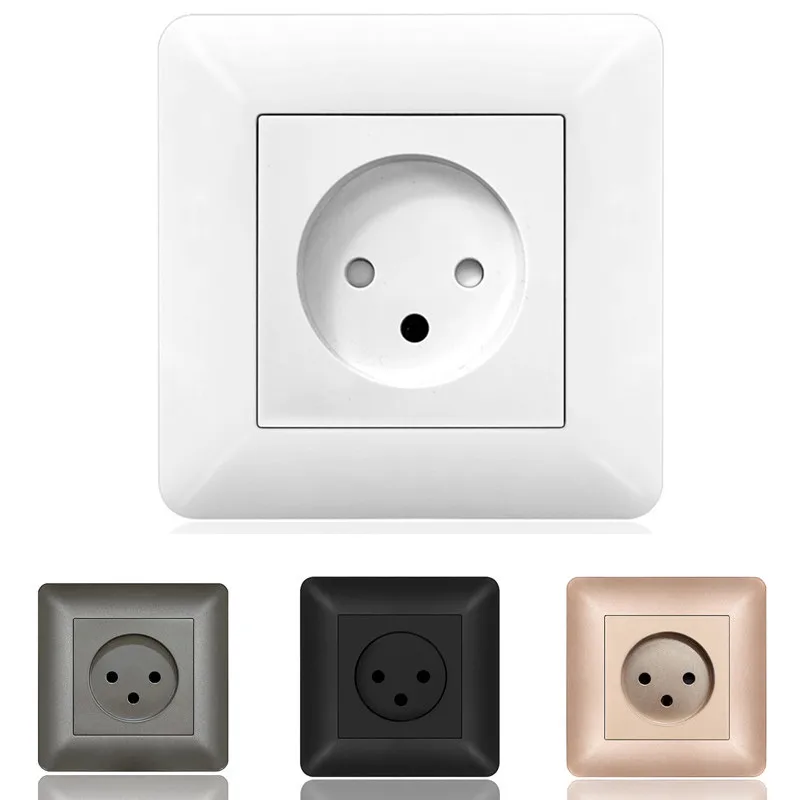 16A 250V Camber Roud Cricle 86*86mm  Israel IL Standard Power Socket Wall Outlet Plug White PC Panel Gold Black For Home