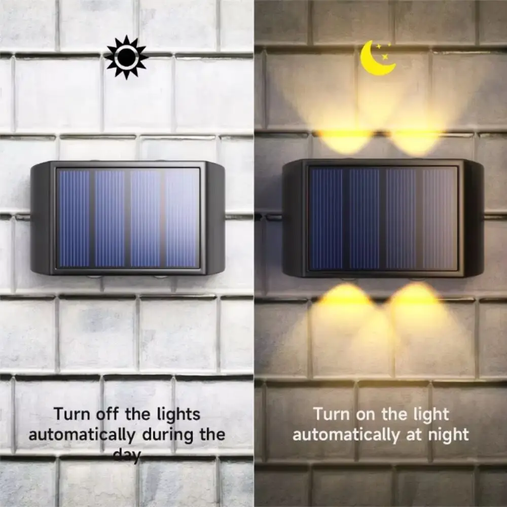 Landscape Waterproof Solar Light Lamp Warm Light 4/6/8/10/12/16LED Solar Wall Lamp Up And Down Luminous LED Solar Lamp Christmas