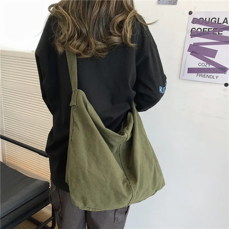 Casual Lage Capacity Canvas Tote Bags For Women Solid Simple Designer Messenger Bag Commuting Shopper Shoulder Bag Handbags