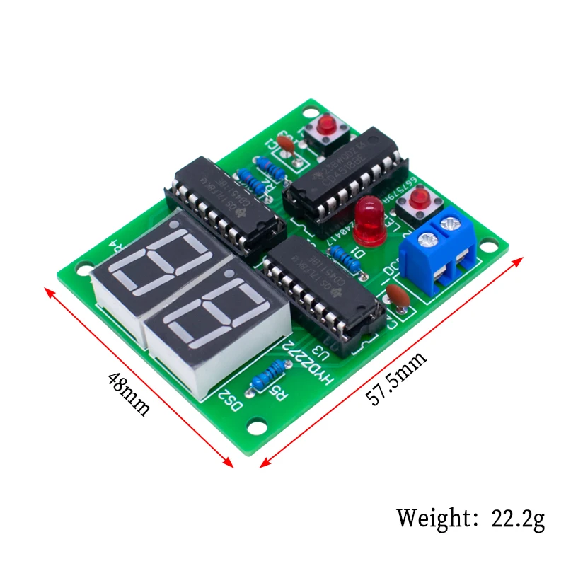 Two-digit decimal addition counter kit, two-digit digital display counter teaching practice and training parts