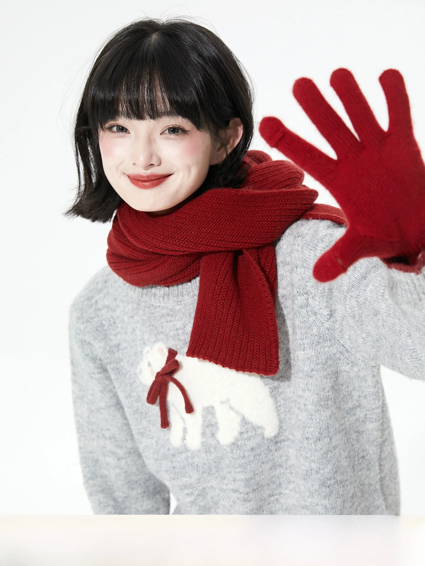 

Original Petal Knitted Sweater Women's Autumn Winter round Ne Long Sve Fuzzy Bear Knot Soft Medium Blend Polye...