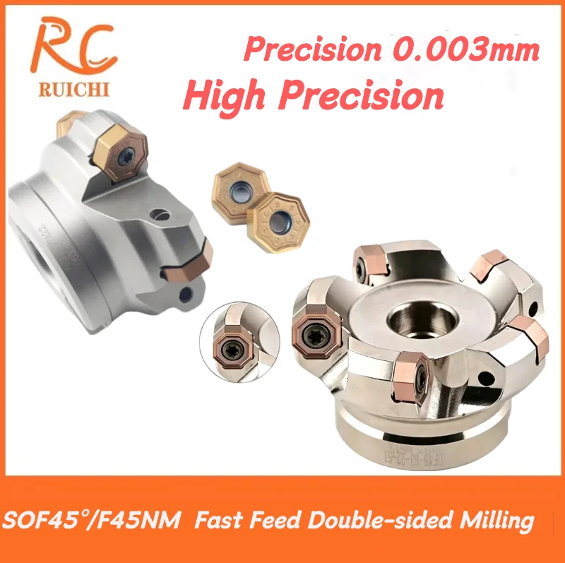 SOF45 °/F45NM Fast Feed Double-sided Milling Cutter Head Octagonal Heavy-duty Cutting Tool Head Adapter Blade ONMU050505/ONMU08