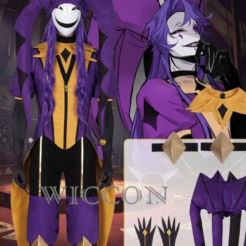 

disfraz de Anime The Freak Circus Jester Cosplay Costume Adult Clown Bodysuit Coat Suit Joker Uniform Halloween Carnival