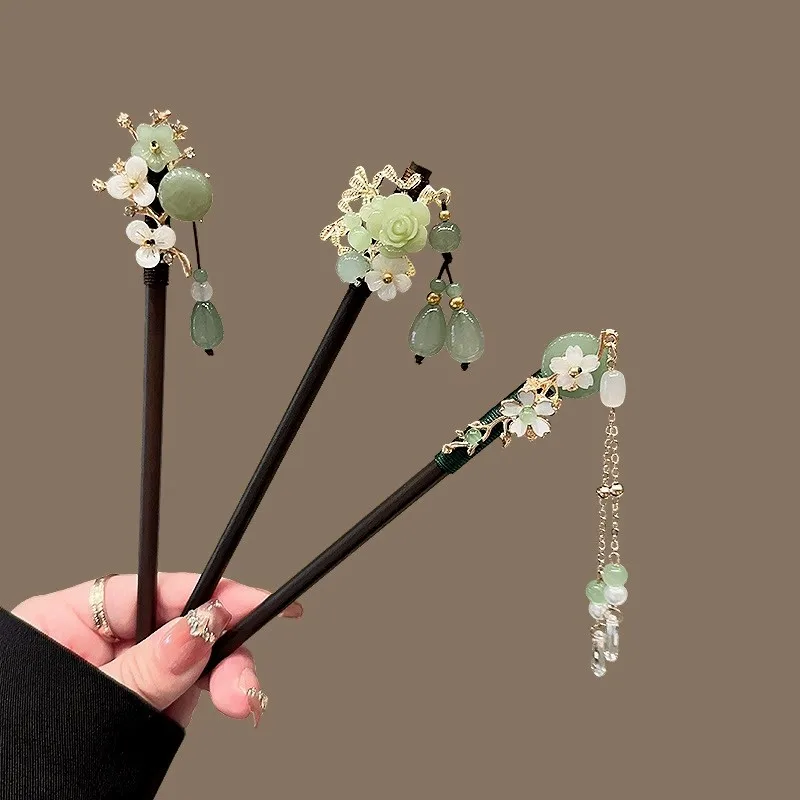 Antique Wooden Hairpin Women's Elegant Hair Stick New Chinese Style Simple Cheongsam Hairpin Headwear Jewelry Hair Accessories