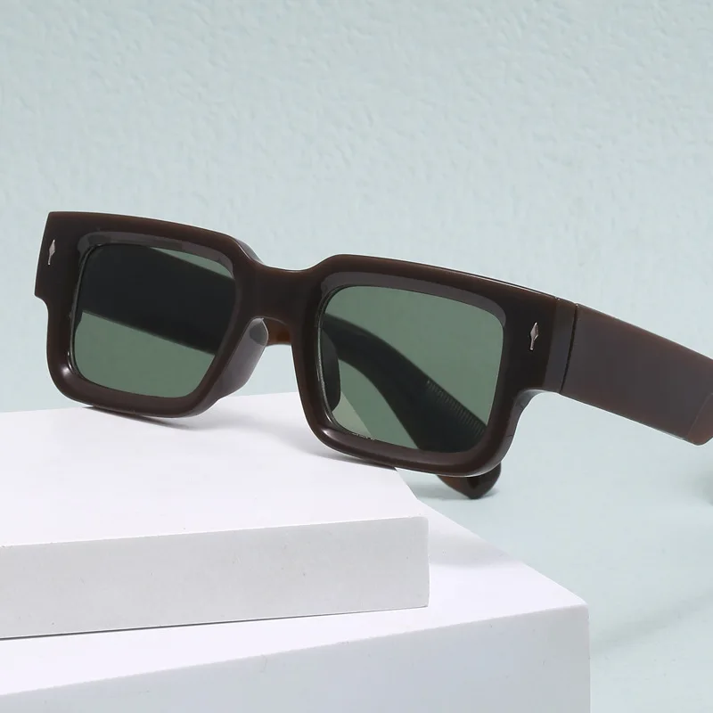 Thick Frame Men's Sunglasses Trendy Square Frame with Rivet Detailing Design UV400 Protection Acetate Unisex Fashion Eyewear