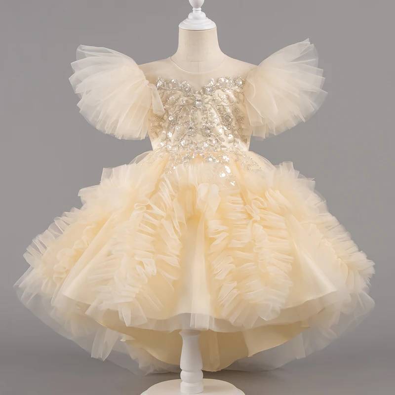 

Fashion Kids Girls Sequin Dress Lace Sleeveless Girl Princess Dress Summer New Girls Dresses for Party and Wedding 3-12 Years