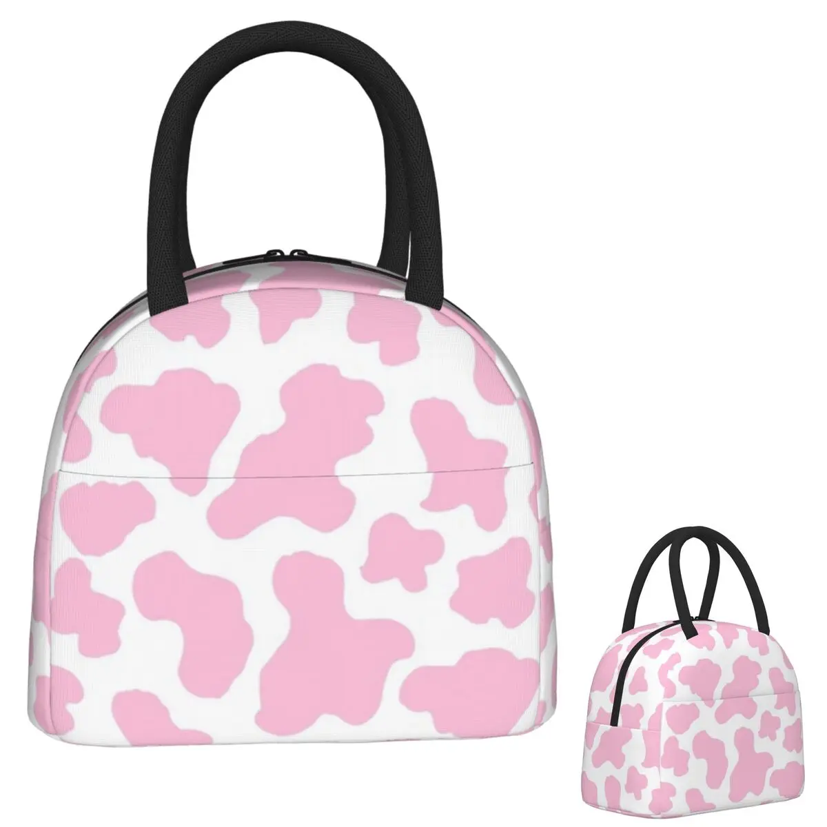 

Pink Strawberry Cow Print Aesthetic Pattern Insulated Lunch Bag for Women Children Portable Food Boxes Thermal Lunch Box Tote