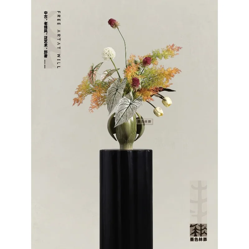 

Medieval textured flower utensils simulated flower art, model hotel high-end soft decoration