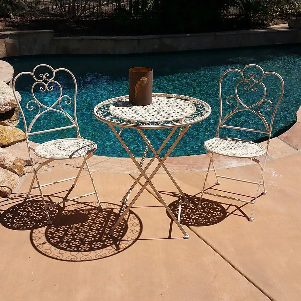 

Marseilles Antiqued Iron 3pc Folding Bistro Set