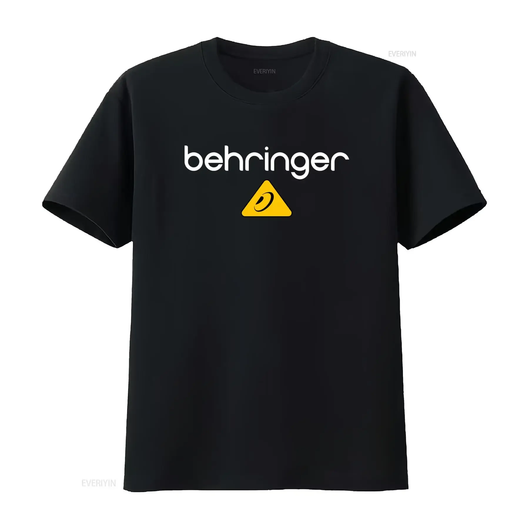 Camiseta Masculina Behringer de Algodão Pesado com Logo – Estilosa e Confortável para Entusiastas de Música, Top Vintage Lavado para Uso Diário