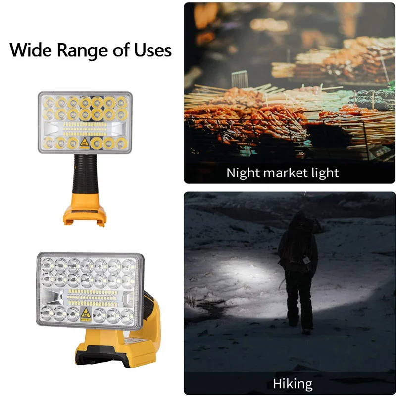 Imagem -03 - Luz de Trabalho Led de Longo Alcance Holofotes Multifuncionais Tocha Porta Usb Compatível com Dewalt Bateria de Lítio 18v Luz de Acampamento