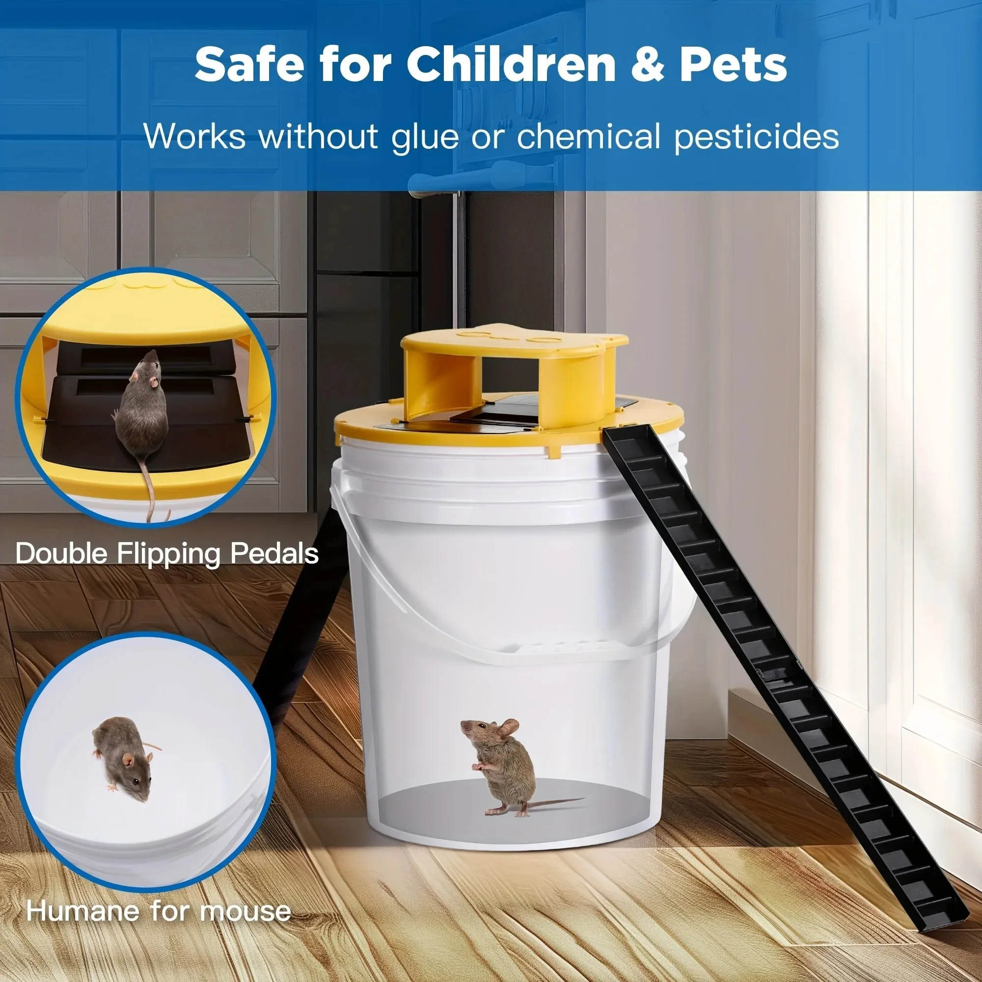 Slide Bucket Lid Rat Trap Flip Slide Mouse Trap Bucket Compatible Quick Effective Sanitary Safe Mousetrap Reusable