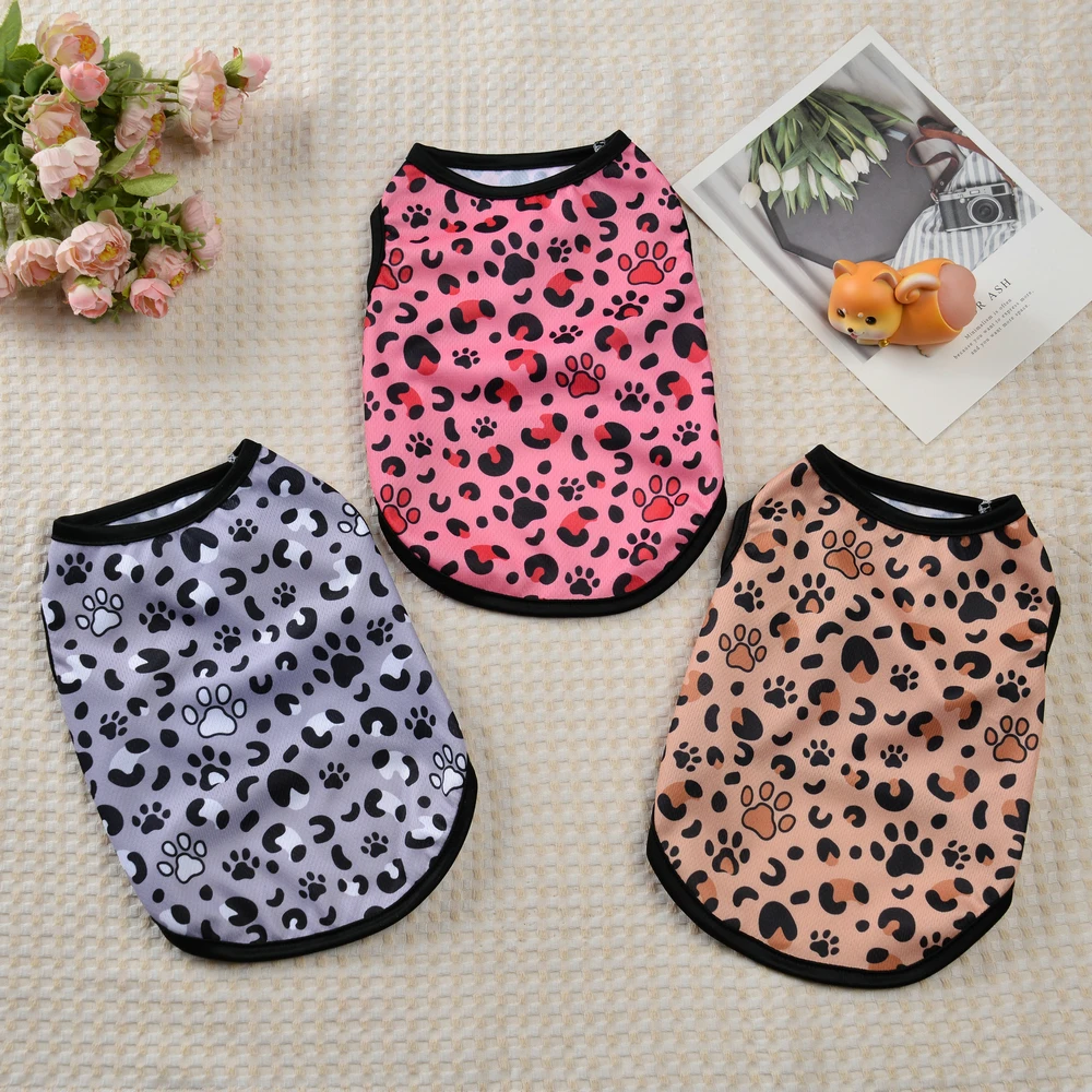 Summer Pet Dog Clothes Breathable Cooling Sleeveless Vest for Small Medium Dog Cat Leopard Print Vest Puppy Chihuahua Yorkshire