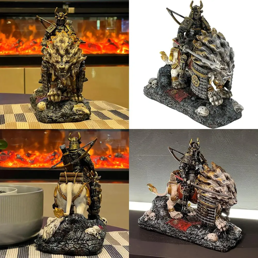 

Ancient White Lion Samurai Warrior Resin Statue, Medieval Style Home & Office Decorative Figurine, Ideal Gift for Desk or Porch