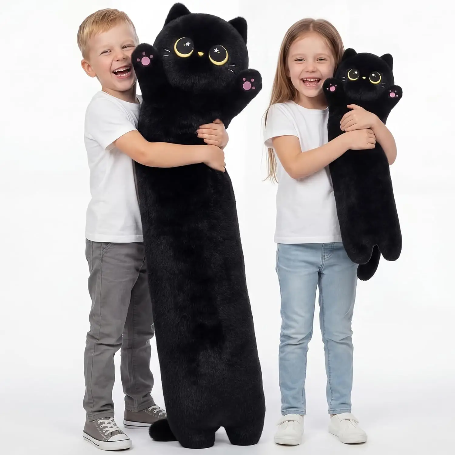 

Ultra Soft Long Black Cat Plush Body Pillow, Extra Stuffing for Comfort, Premium Gift for Girlfriend or Cat Lovers (44 Inch)