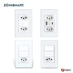 Zemismart Tuya Zigbee Smart Brazil Socket 10A 20A Two Brazil Outlets Alexa Google Home Smart Life App Control