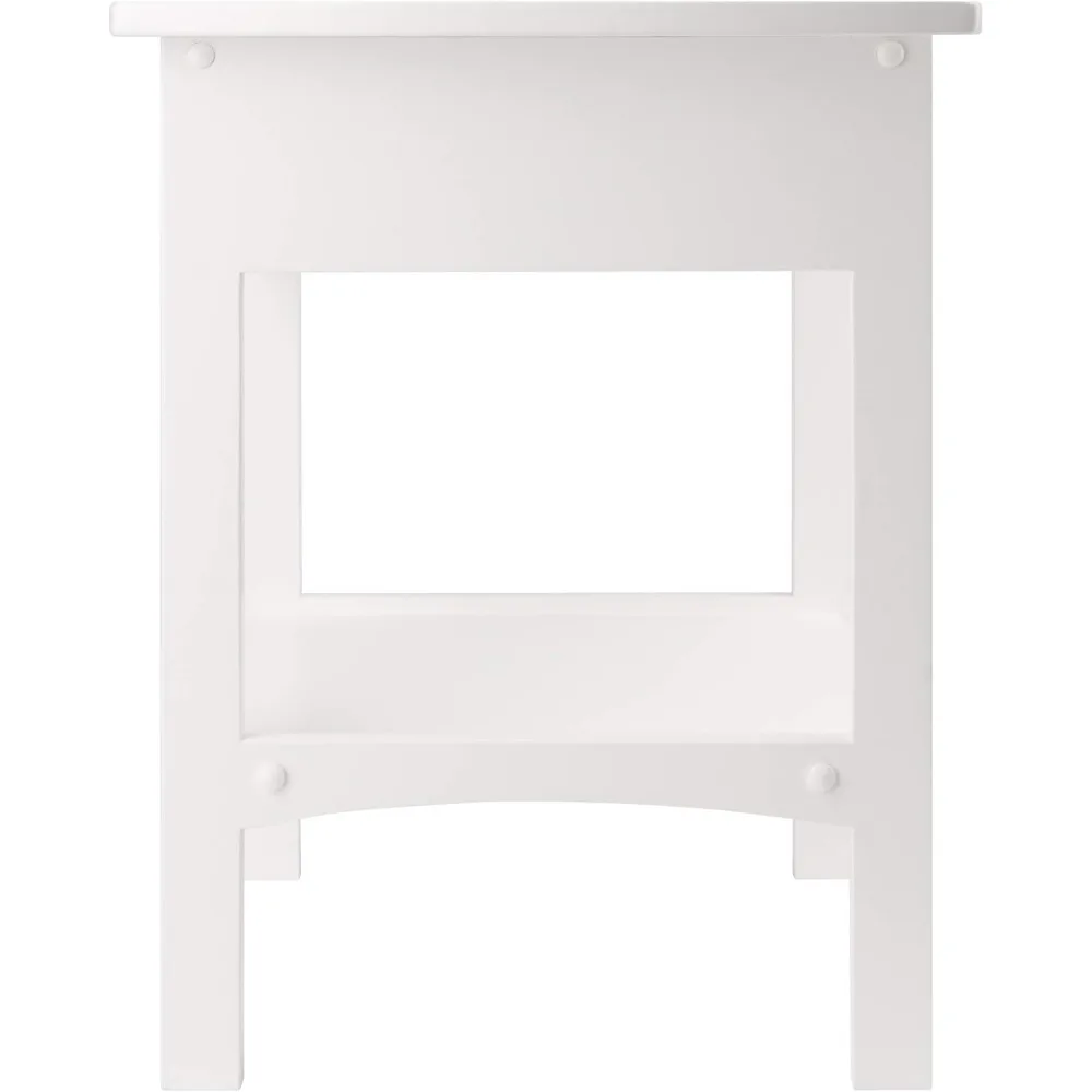 White Accent Table with Drawer and Shelf, Curved Design for Home Decor, Easy Assembly