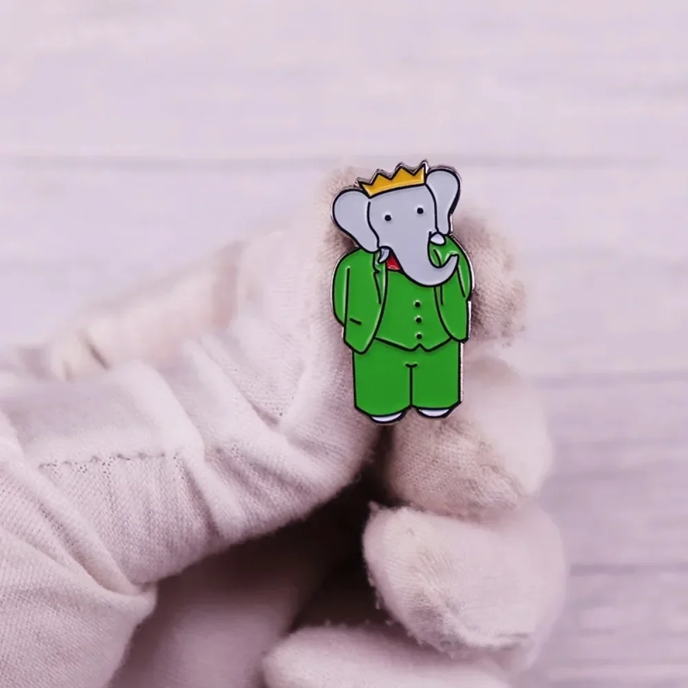 Babar The Elephant smalto Pin francese fiaba personaggio distintivo zaino decorazione gioielli