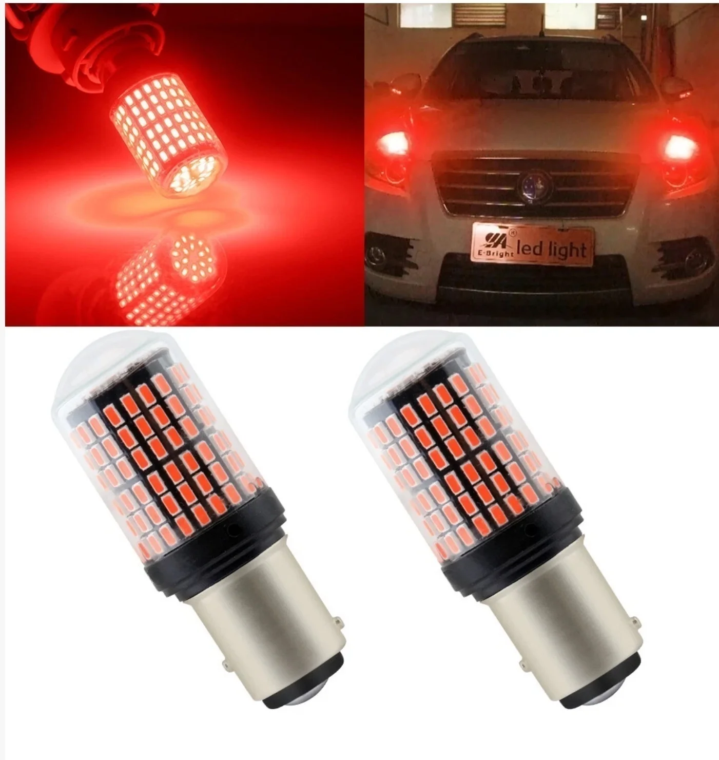 2025 update Red P21W 1016 94 BAY15D 1157 7528 LED 3014 144SMD Car Brake Light Bulbs 12V