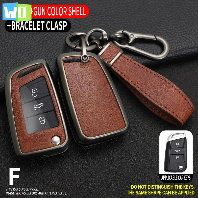 

Leather AlloyCar Key Case Cover For Volkswagen VW Golf 7 4 5 6 6r Mk7 Skoda Octavia A7 Polo 9n Mk4 Passat B5 B6 B7 B8 BoraTiguan