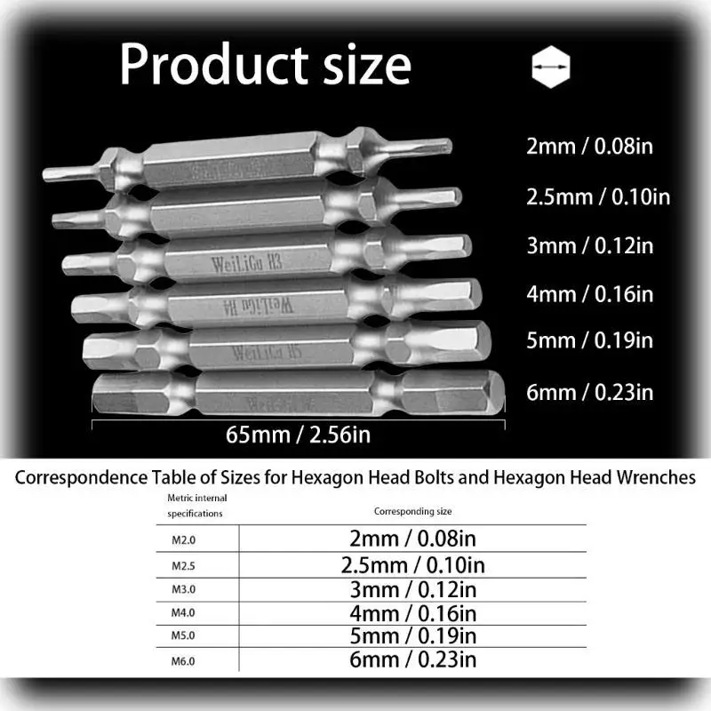 652F Pack Of 6 Double Ended Bits Effective Double Sided Bits For Convenient Household Projects