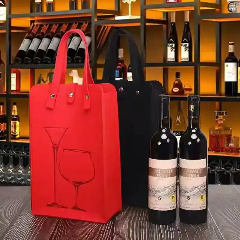 Double Bottle Felt Wine Bag Load Bearing Handheld Beverage Packaging Handbag Gift Wrap Storage Pouch Great Wine Tote
