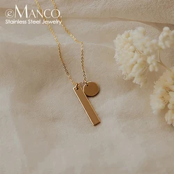 eManco Simple Stainless Steel Pendant Necklace Statement Geometric Round Chain, Wholesale Gifts for Men and Women