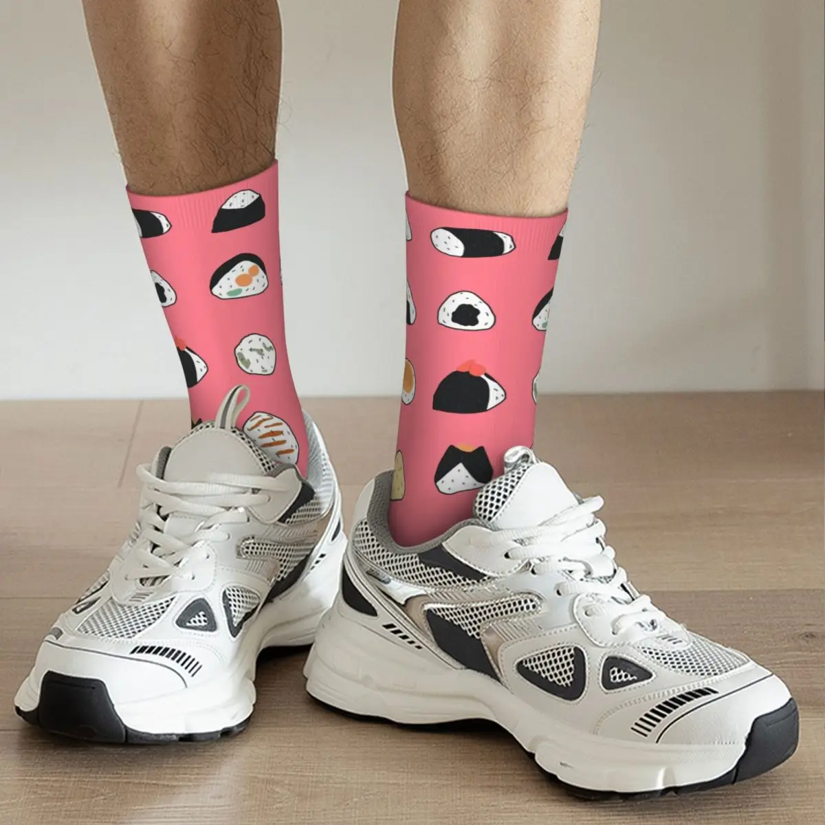 3D printing cosy Unisex Socks,Windproof Onigiri Sushi Food Pattern Interesting Four Seasons Socks