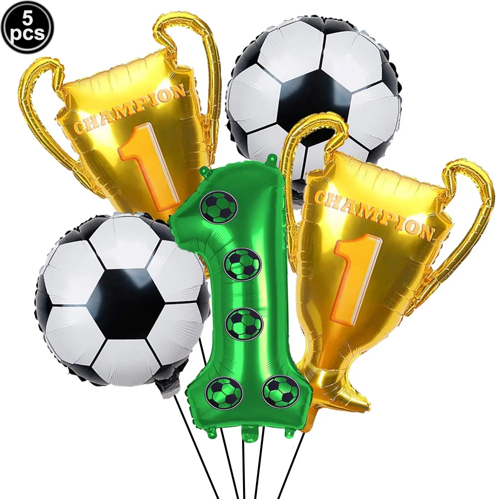 1set 32inch Green Digit Number Globos Football Helium Balloons Trophy Balloon Children\'s Gifts Soccer Birthday Party Decoration