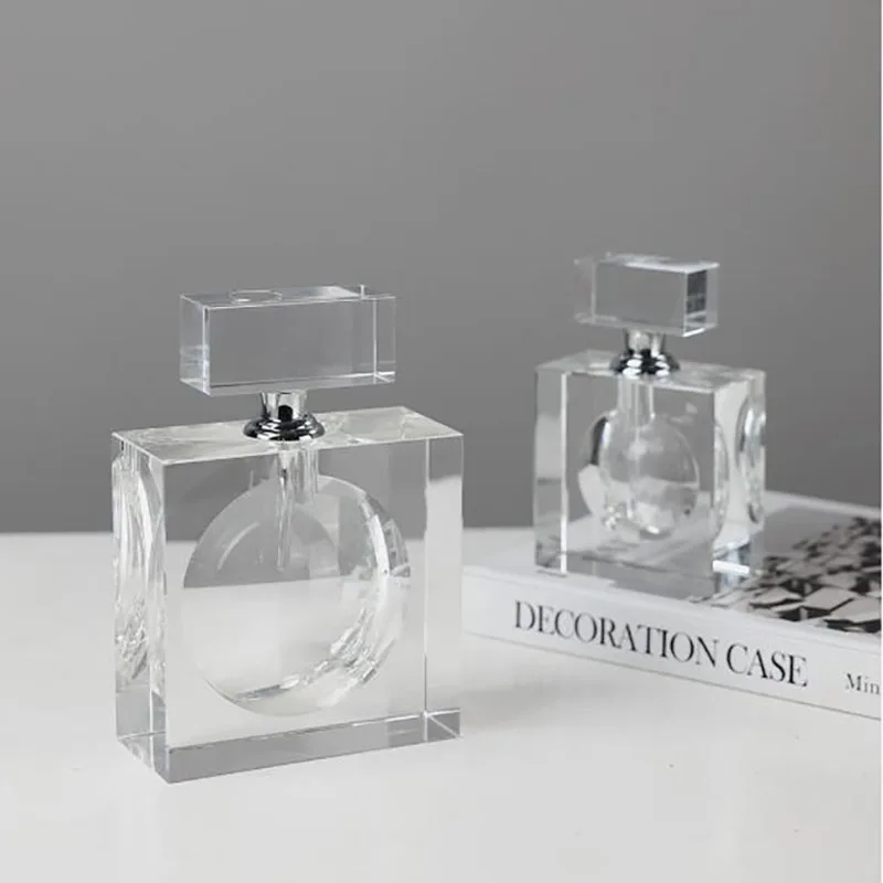 Simple Perfume Bottle Creative Abstract Geometric Crystal Ornament Room Office Wine Cabinet Perfume Bottle Ornament Home Decor
