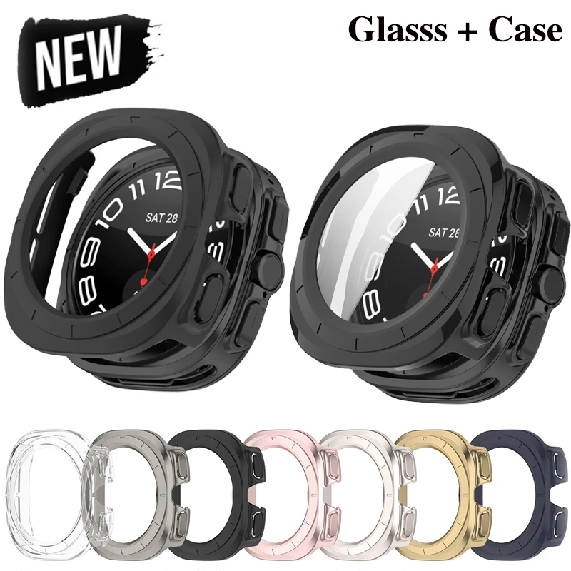 PC Case for Samsung Galaxy Watch 7 Ultra 47mm Tempered Glass Anti-scratch Screen Protector Bumper Protective Cover Accessories