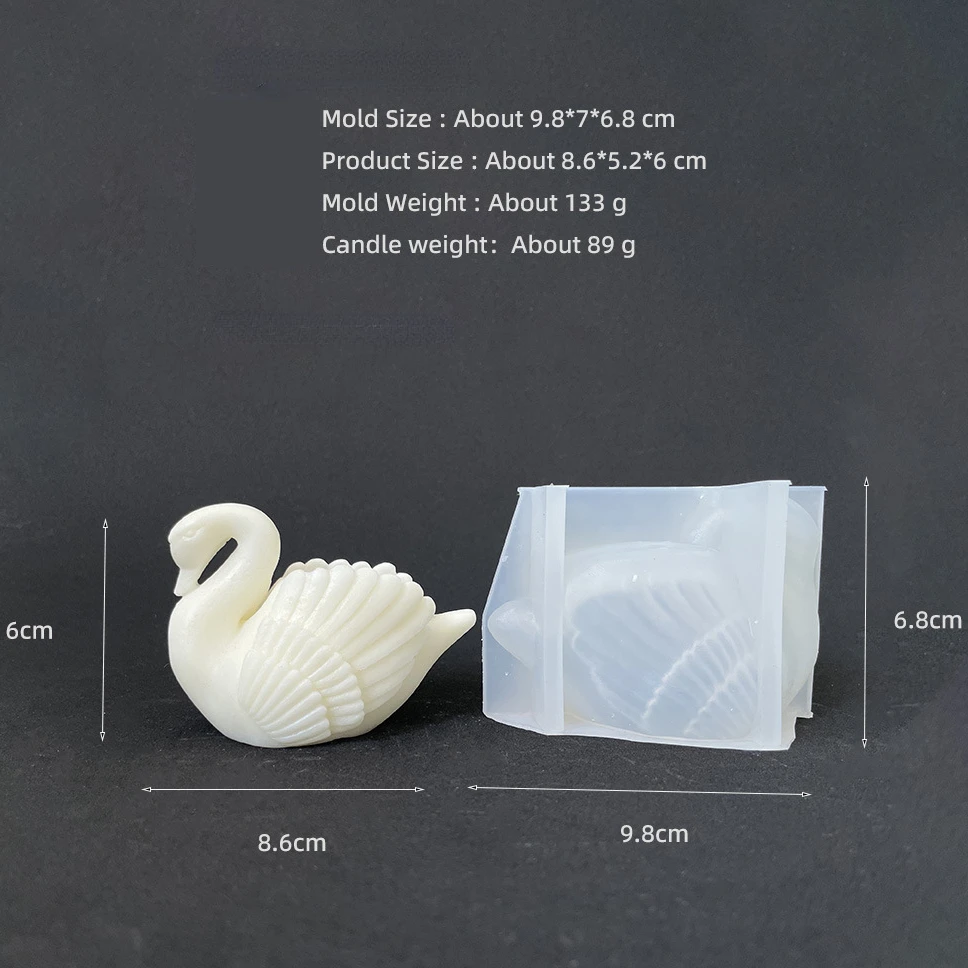 New White Swan Silicone Candle Mold Wild Goose Soap Resin Gypsum Mould Animal  Chocolate Cake Making Set Wedding Decor Gifts