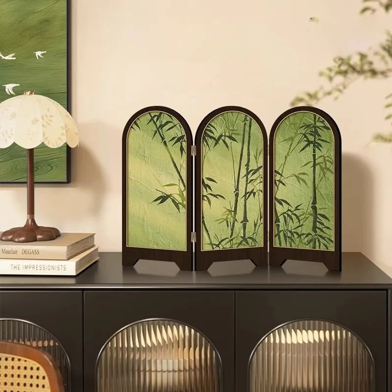 30x22cm Folding Screen Desktop Decoration Painting, Retro Entryway Cabinet Tea Table Decoration. Art Living Room Display