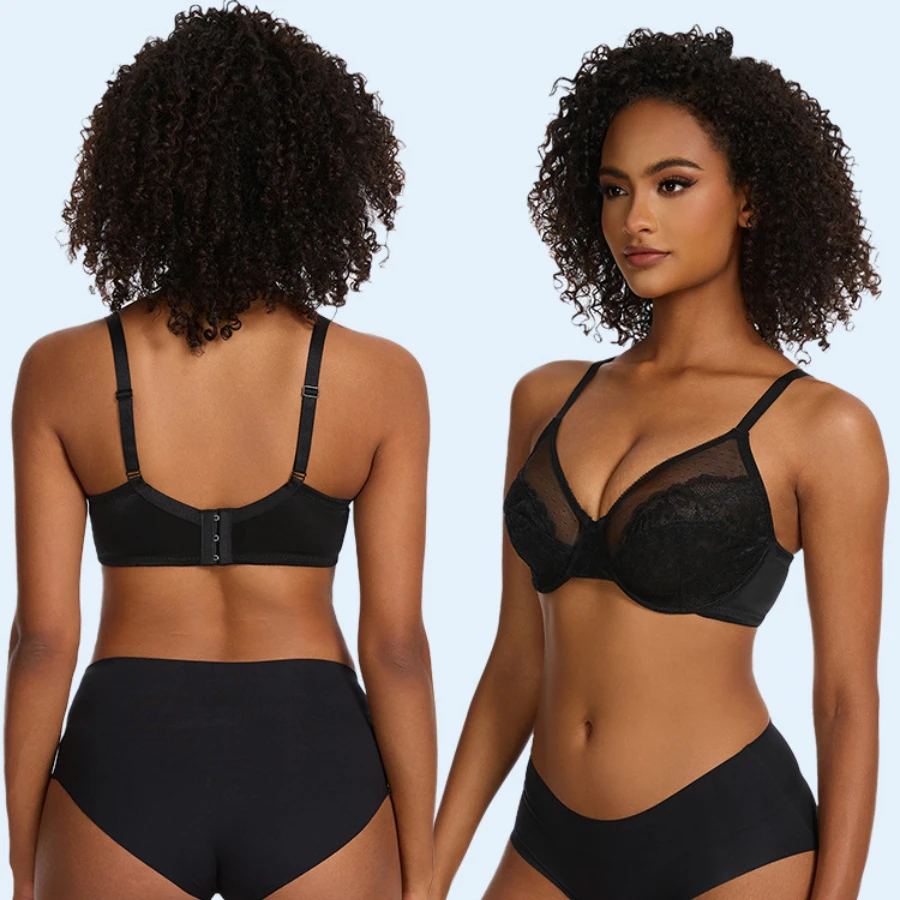 

C-I Cup Size Sexy Floral Lace Bra For Women Push Up Underwear Lace Bralette Bra Breathable Brassiere Plus Size Lingerie Mesh Bra