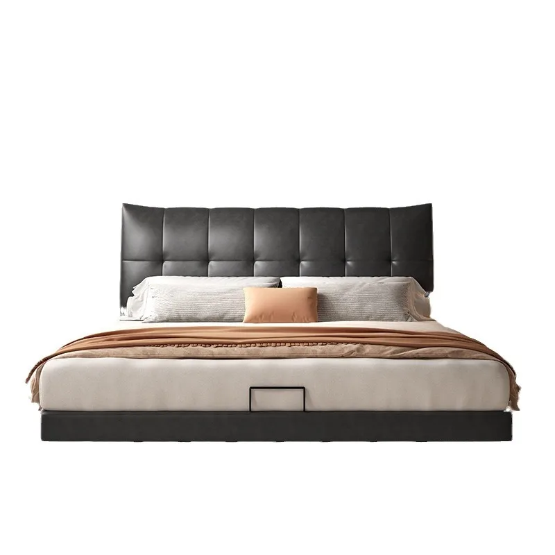 

Leather bed, large and small apartment, double, soft bag, suspended bed, first layer of cowhide