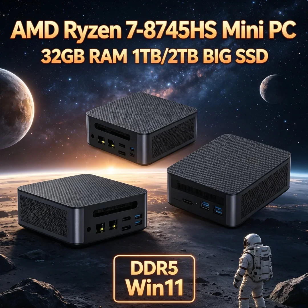

Top Performance Ryzen 7 8745HS Mini Server Computer Dual 2.5G Ethernet Dual DDR5 NVMe HD DP Type-C Multi Monitor Wind11