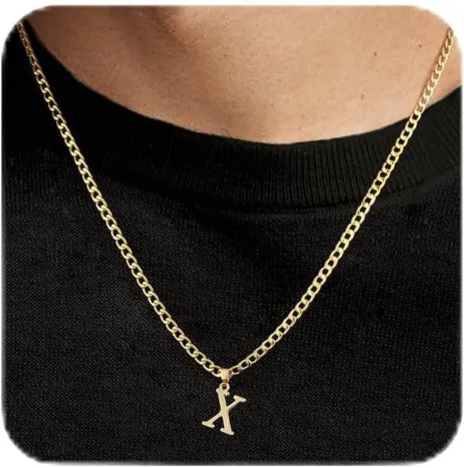 

Ожерелье с подвеской-буквой (от А до Я) для мужчин, позолоченное 18-каратным золотом, с кубинской цепью 4 мм, 20 дюймов, ювелирный подарок