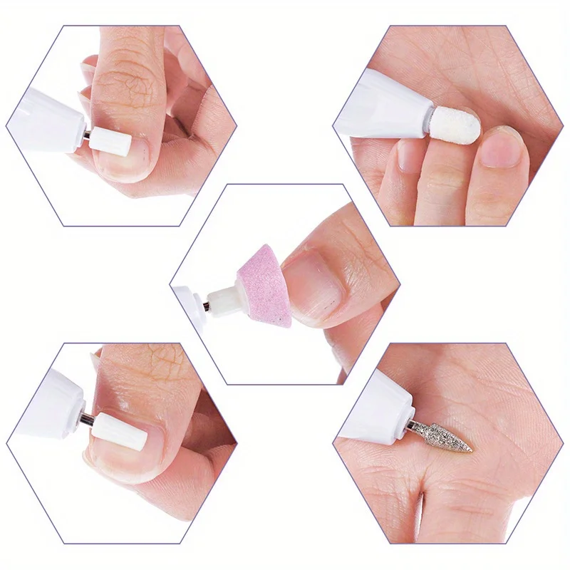 LULAA 6-in-1 Elektrisches Nagelbohrer-Set, Entferner, Polierer, Maniküre, Tragbare Nagelfeile, Nagelbohrgerät, Werkzeugstift, Maschine, Geschenke – Detail 26