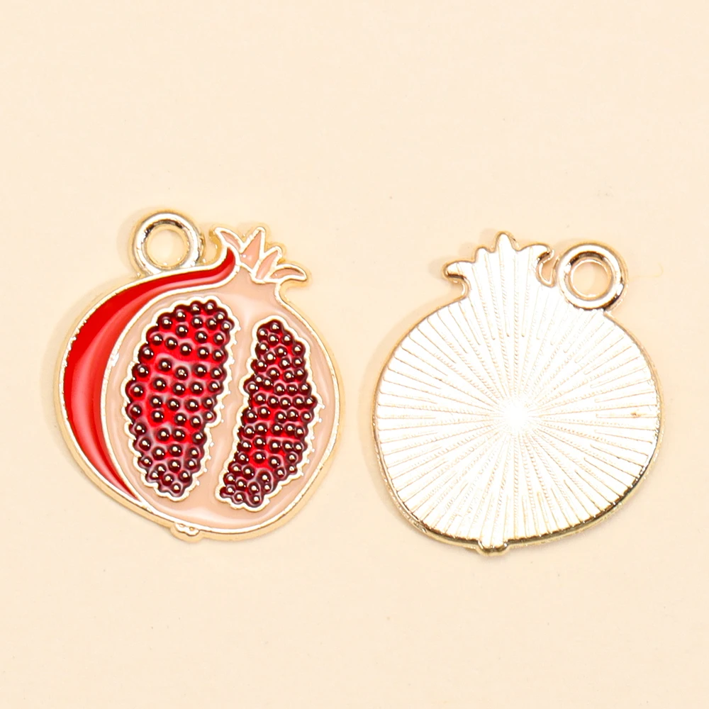 10 Stücke Schöne Mode Roten Granatapfel Emaille Anhänger Für DIY Schmuck Machen Obst Charms Ohrringe Schlüsselbein Halsband Schmuck Geschenk – Detail 2