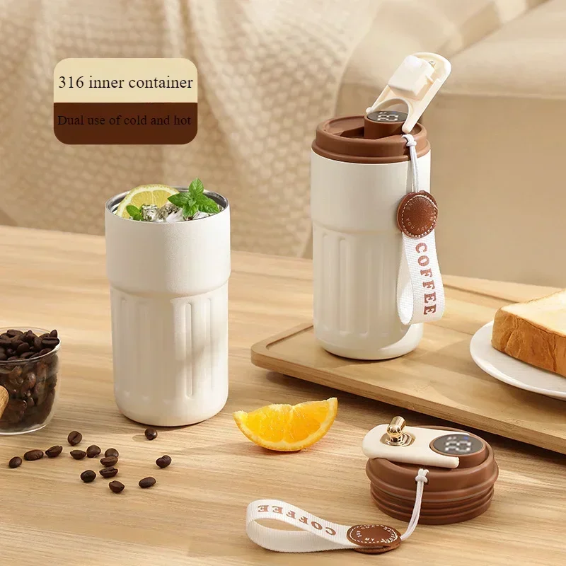 Thermal Mug  Thermos Bottle Smart Display Temperature 316 Stainless Steel Vacuum Cup Office Coffee Cup Business Portable 450ml