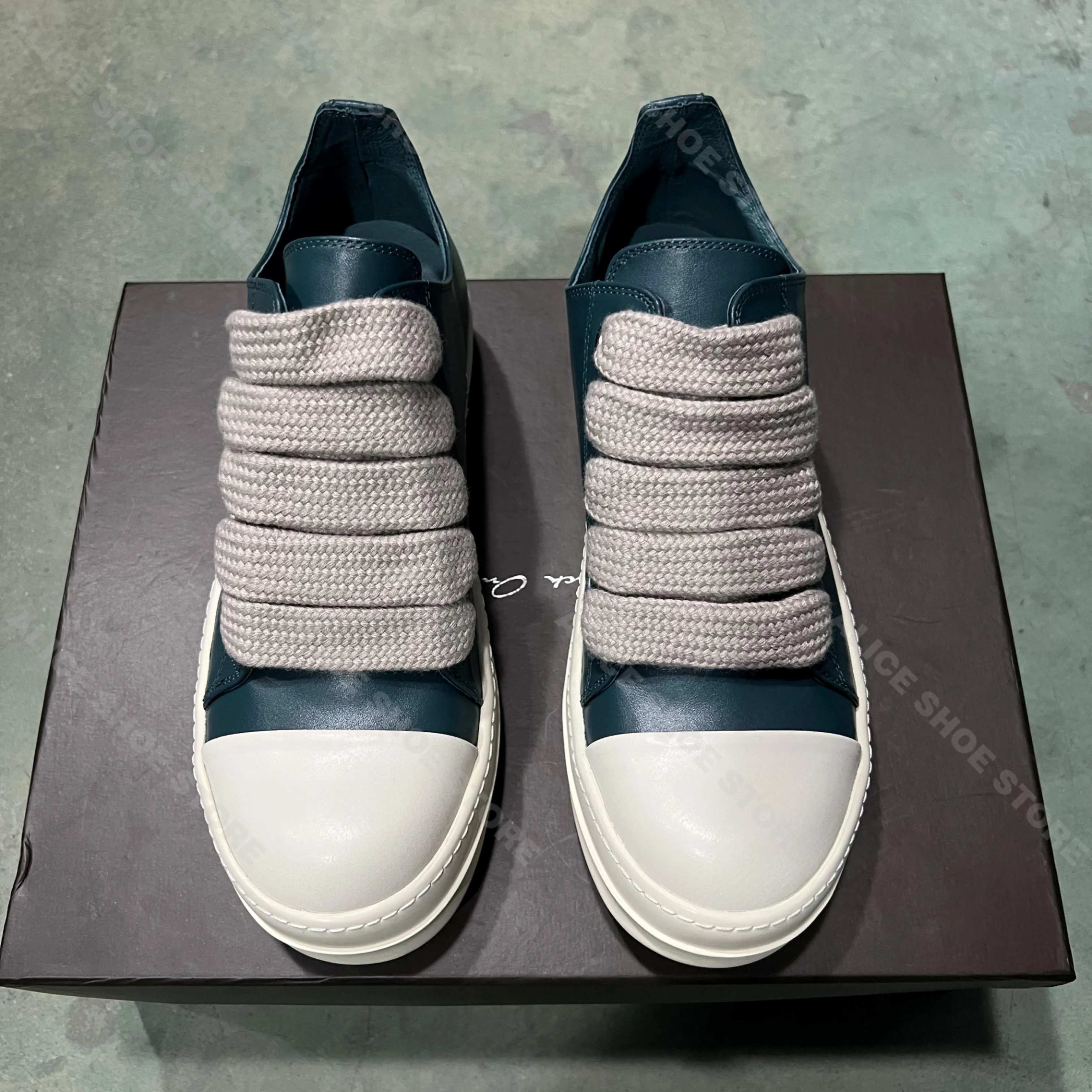 

Brand Jumbo Lace Women Sneaker Green Low Top Men Trainer Leather Luxury Thick-sole Punk Flat Gothic Designer Flat Men Shoe
