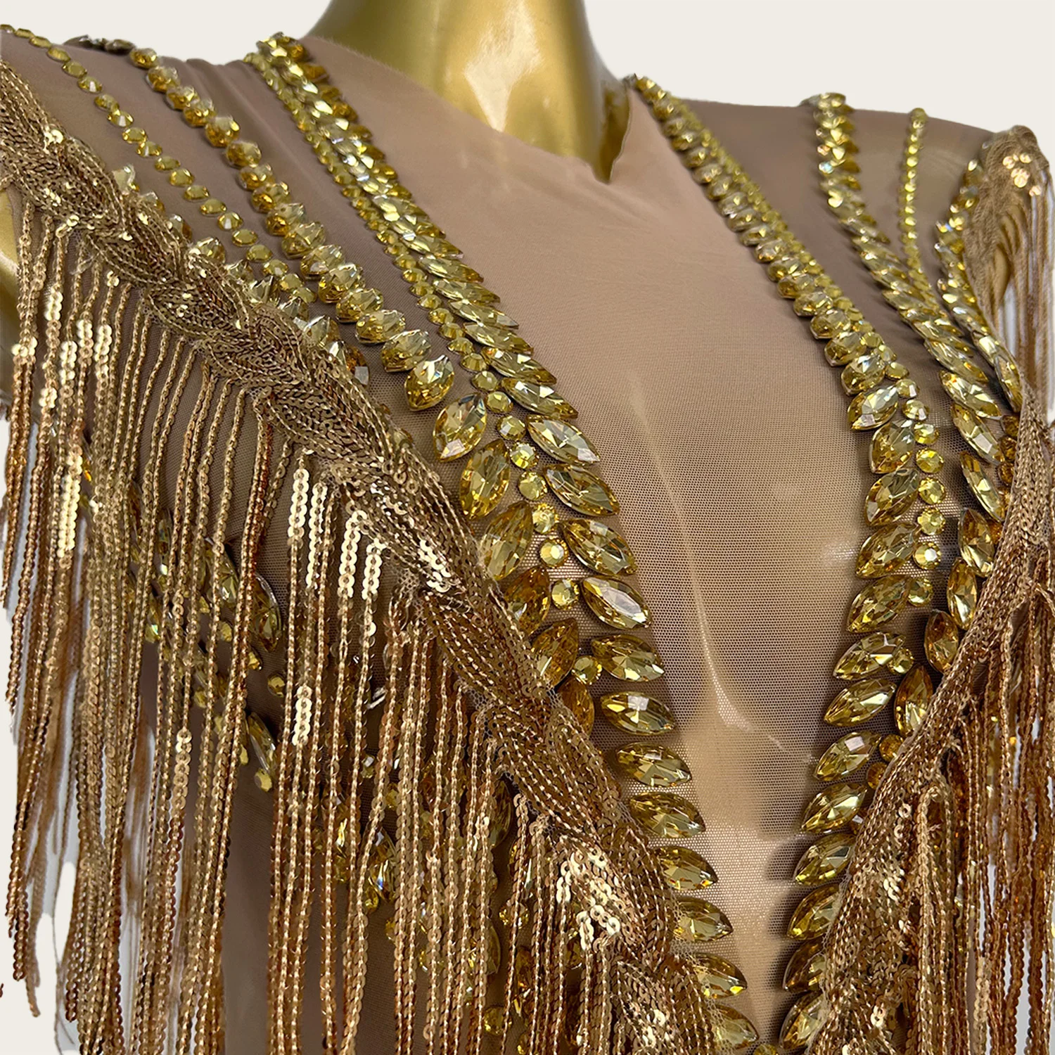 Vestidos largos de malla transparente con borlas y lentejuelas y cristales brillantes, vestido de noche elegante para mujer, traje de fiesta de cumpleaños, Shexian