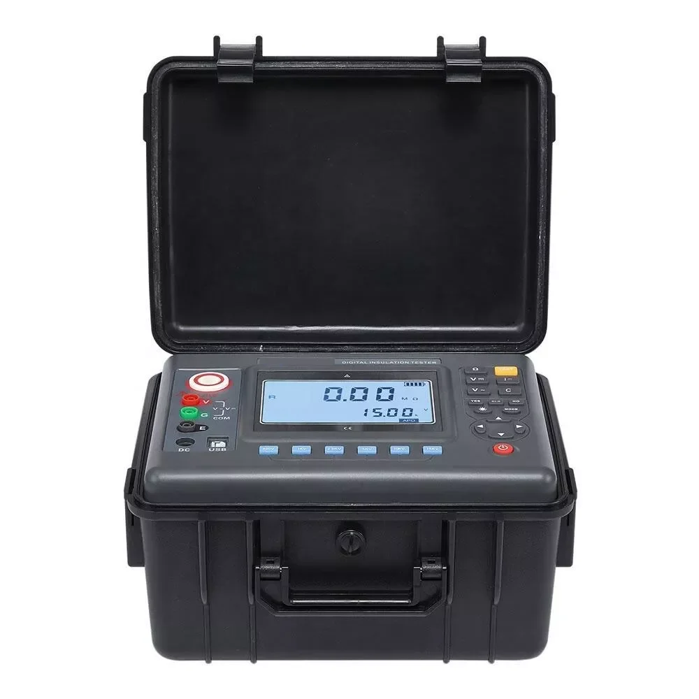 Digital High Voltage Insulation Resistance Tester Meter Megohmmeter 5KV 10TΩ 6mA Resolution 0.01MΩ 4-bit large LCD display