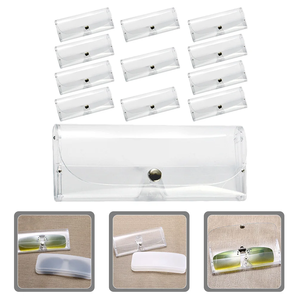 

12Pcs Transparent Hard Eyeglass Cases Compact Durable Travel Storage Sunglasses Glasses Case Scratch Proof Practical