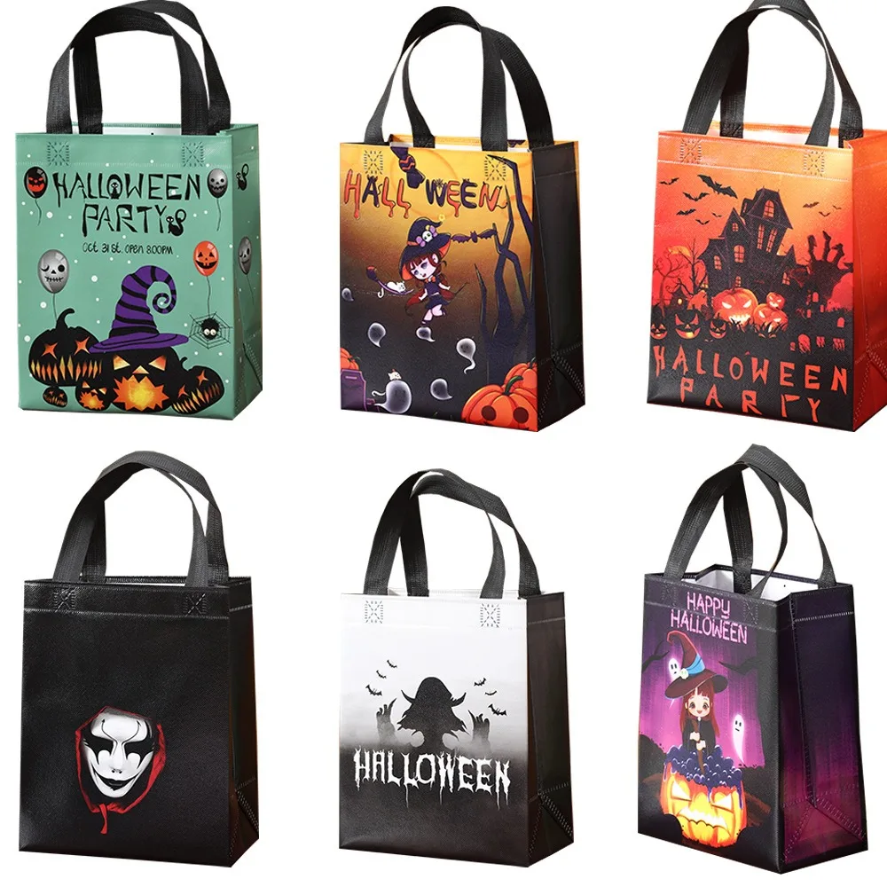 Bolso de mano no tejido de dibujos animados, bolsa de regalo de Halloween de gran capacidad, murciélago, calabaza portátil, regalos creativos