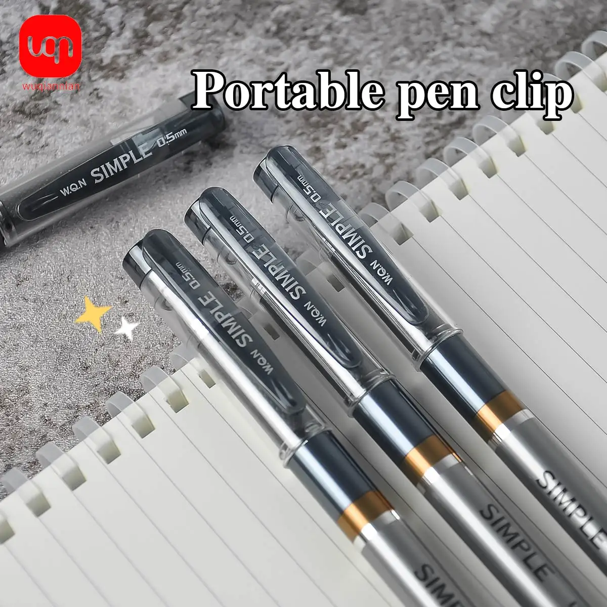 WQN-3/6/12PCS High Appearance Level Black Gel Pen 0.5mm Tip Black Ink Business Signature Pen For Writing And Student Stationery