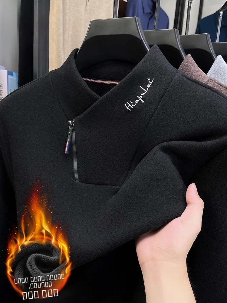 

Lormen Men's Thiened Fce Lined Stand Collar Base irt Inner Wear Korean Sle Warm Sweatirt Color T-irt for A...