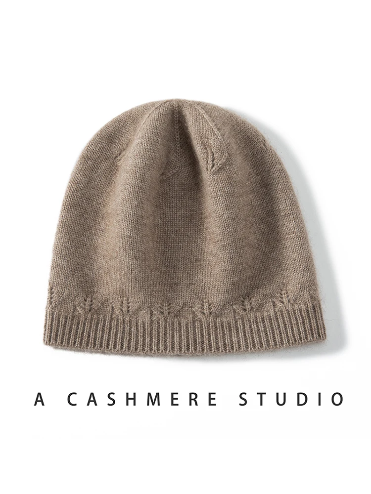 Women's Autumn Winter Cashmere Knitted Wool Yarn Beanie Hat Head Cover Warm Fashionable Versatile Casual Style Spring Season
