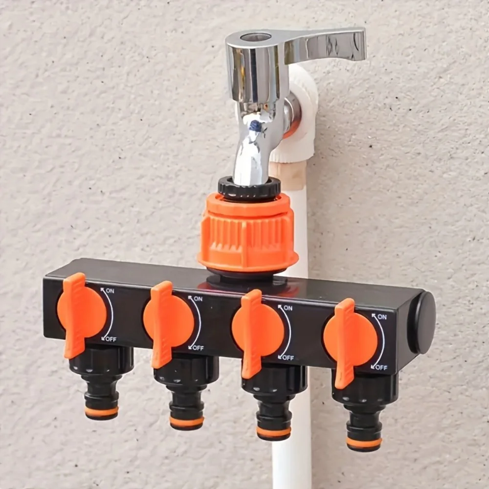 Garden Hose Pipe Splitter 4-Way Faucet Diverter Tap Hose Connector Splitter Four Independent Switches For Home Lawn Irrigation