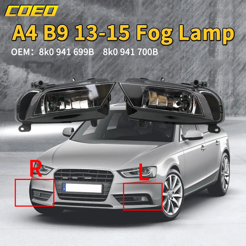 Auto Front Bumper Fog Light Lamp Assembly With Bulbs For Audi A4 B9 Sport Edition/S4 2013-2015 8K0941699C 8K0941700C